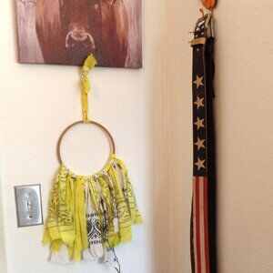 Handcrafted Textile Art Decor Yellow & White Bandanas